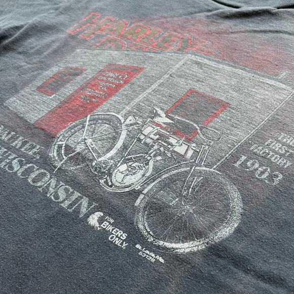 Vintage 80s Harley Davidson Motorcycles First Factory T Shirt Bikers Only Hanes - Picture 5 of 12